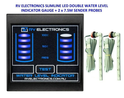 LED Gauge Double Tank Water Level Indicator LED with 7.5m 02 Sender Probes