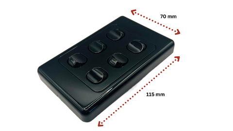 6 Gang Switch – Vertical – Black 