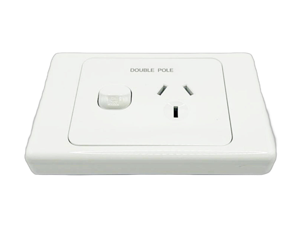 White Double Pole Single Plug Point