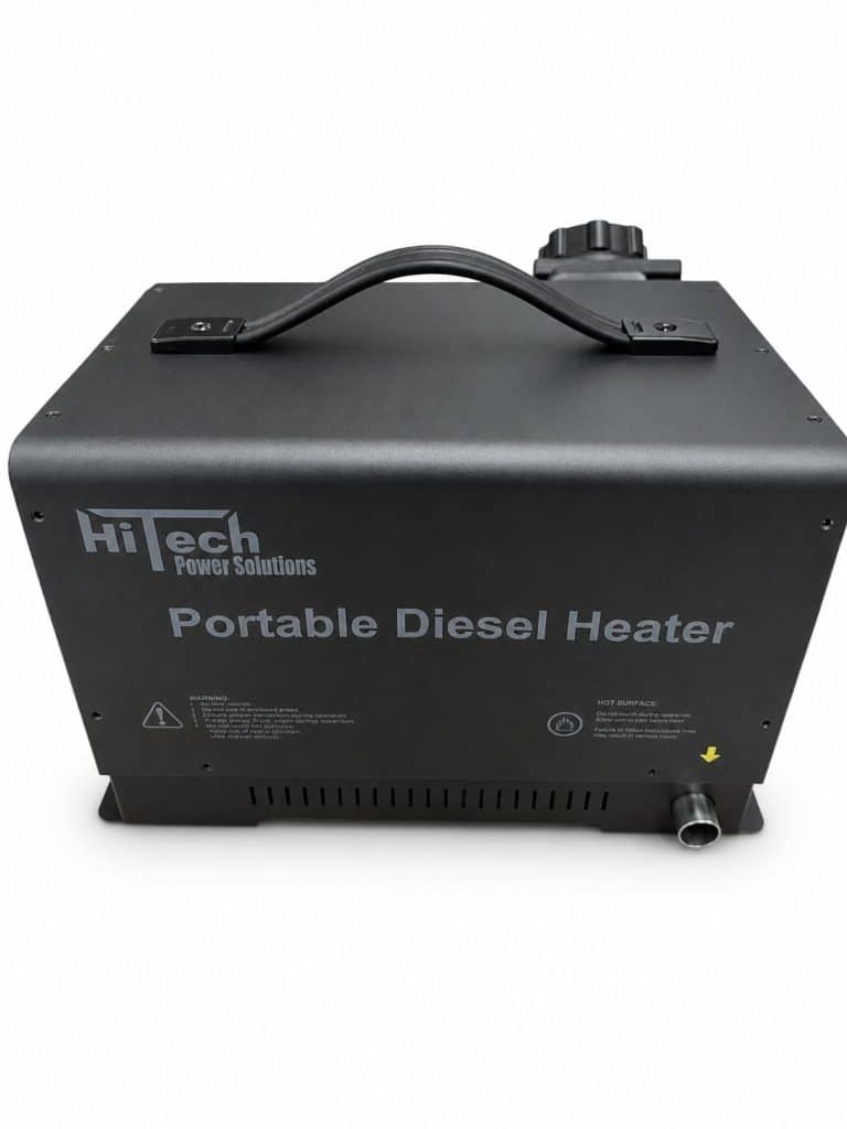 HiTech portable diesel heater with carry handle and exhaust outlet