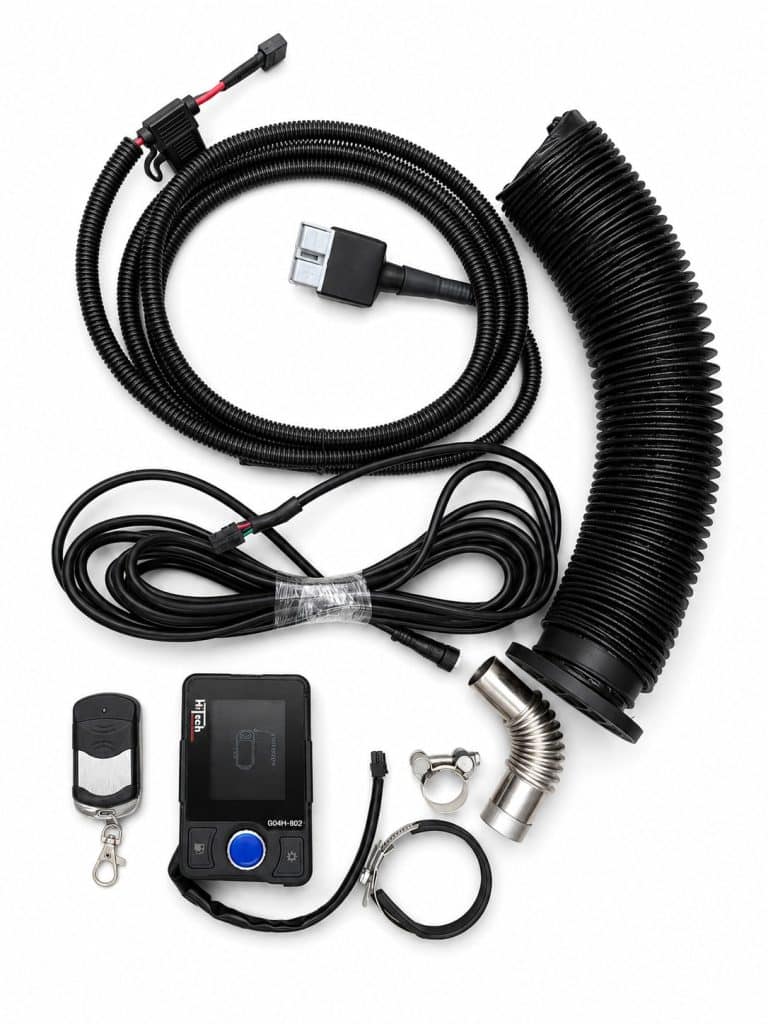 Portable diesel heater accessories with controller, remote, ducting and wiring